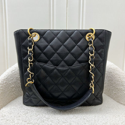 Chanel Petite Shopping Tote PST in Black Caviar and GHW