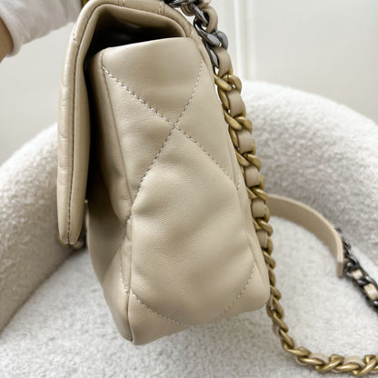 Chanel 19 Small Flap in Beige Lambskin and 3-Tone Hardware
