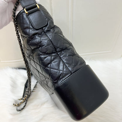 Chanel Large Gabrielle Hobo in Black Distressed Calfskin and 3 Tone HW