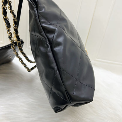 Chanel 22 Small Hobo Bag in Black Calfskin and AGHW