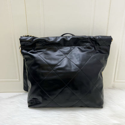 Chanel 22 Small Hobo Bag in Black Calfskin and AGHW