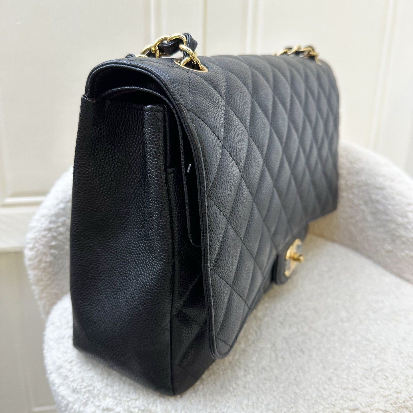 Chanel Maxi Classic Flap DF in Black Caviar and GHW