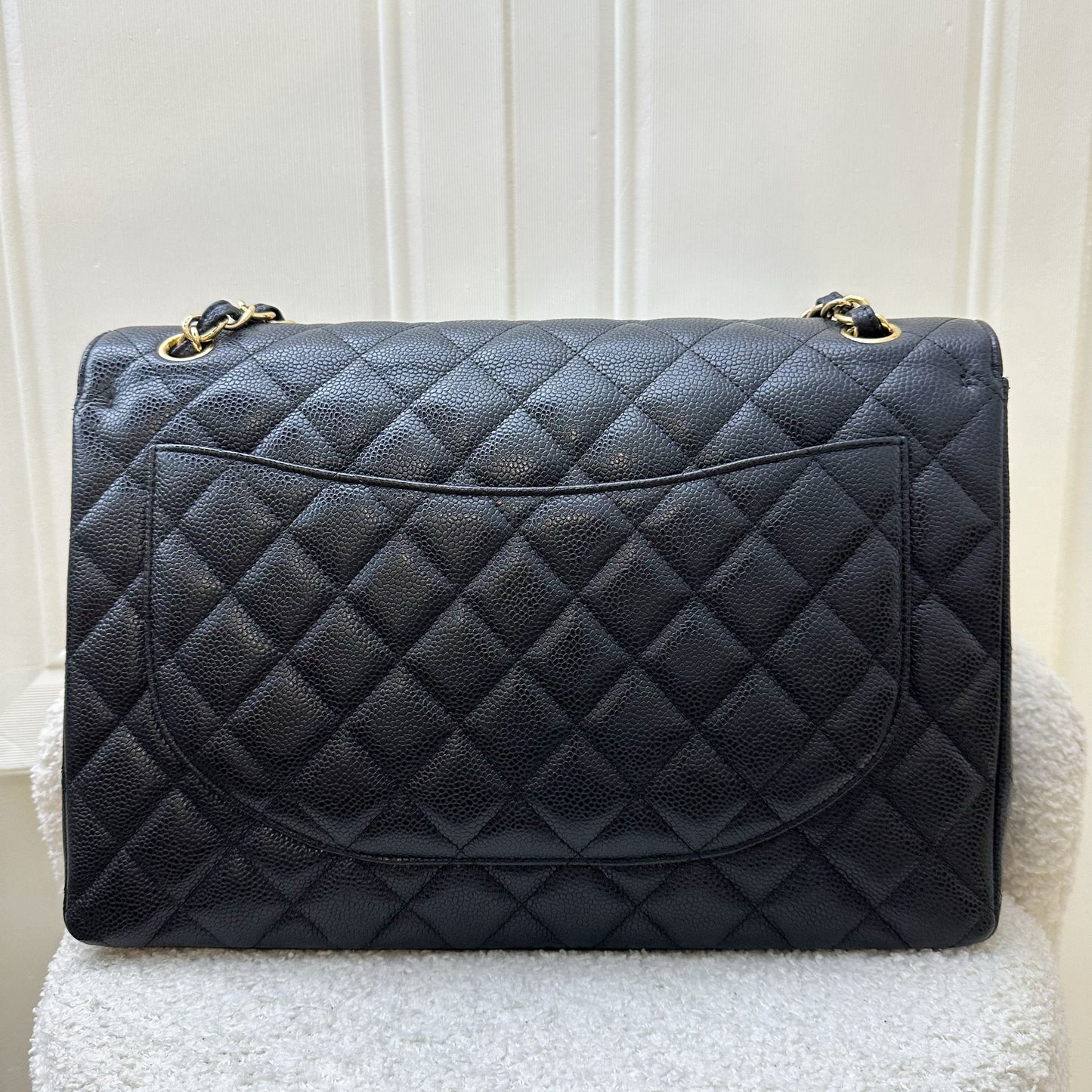 Chanel Maxi Classic Flap DF in Black Caviar and GHW