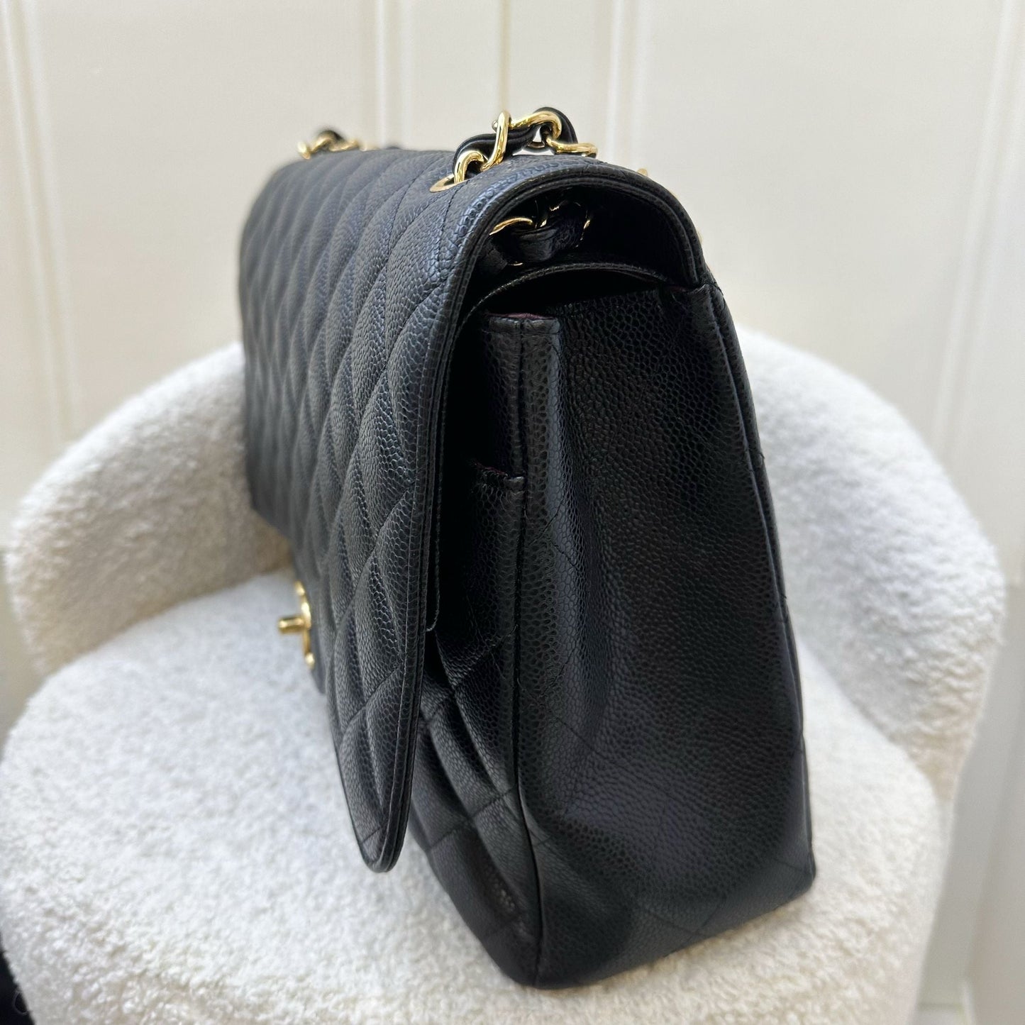 Chanel Maxi Classic Flap DF in Black Caviar and GHW