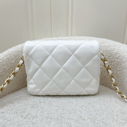 Chanel 23S Heart Clasp Mini Flap in White Lambskin and AGHW