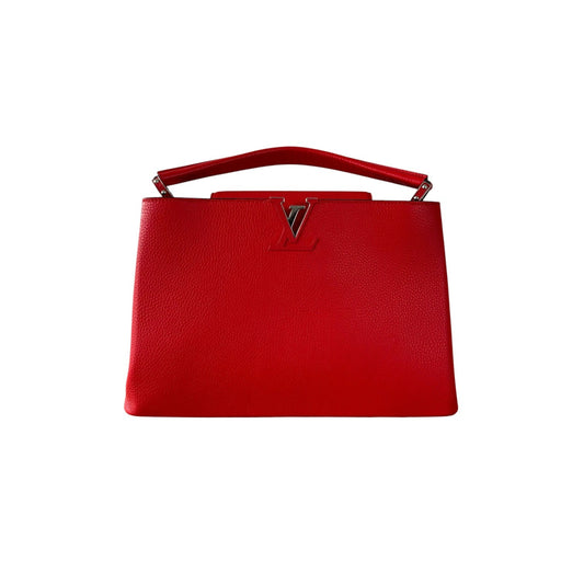 Louis-Vuitton Capucines MM Taurillon Calfskin Red SHW