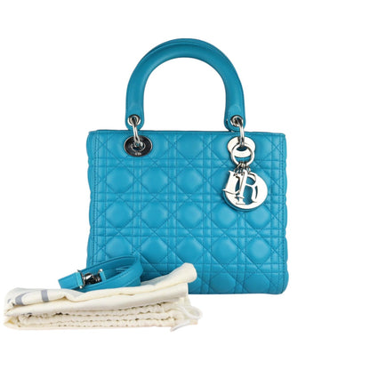 Lady Dior Medium Lambskin Blue SHW