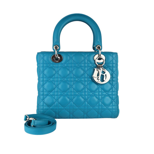 Lady Dior Medium Lambskin Blue SHW