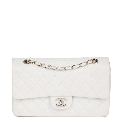 Chanel White Quilted Lambskin Vintage Medium Classic Double Flap Bag