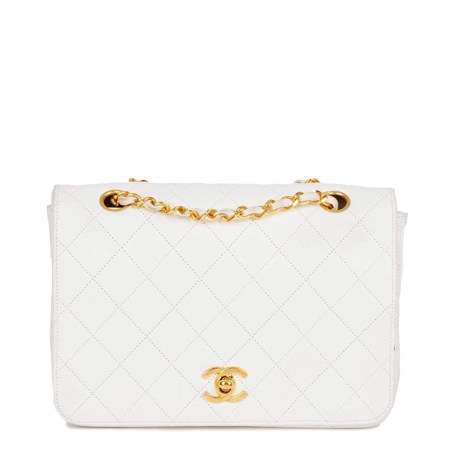 Chanel Ivory Quilted Lambskin Vintage Small Classic Single Full Flap Bag