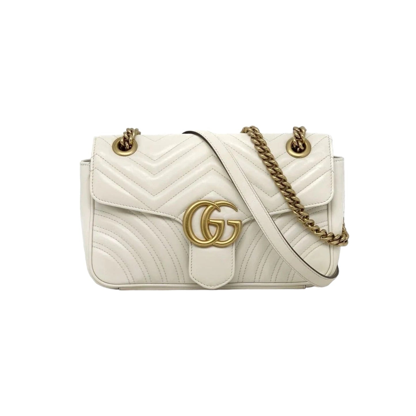Gucci Small GG Marmont Calfskin Matelasse White GHW