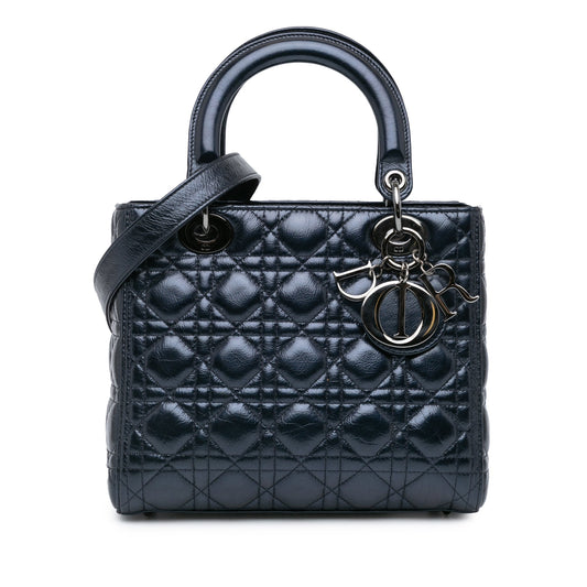 Medium Crinkled Calfskin Cannage Lady Dior
