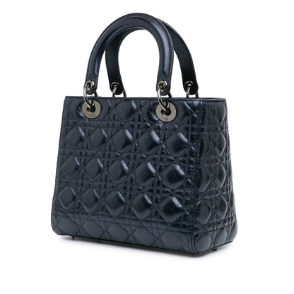 Medium Crinkled Calfskin Cannage Lady Dior