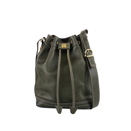 CELINE  Drawstring Shoulder bag Khaki Vintage uphaem