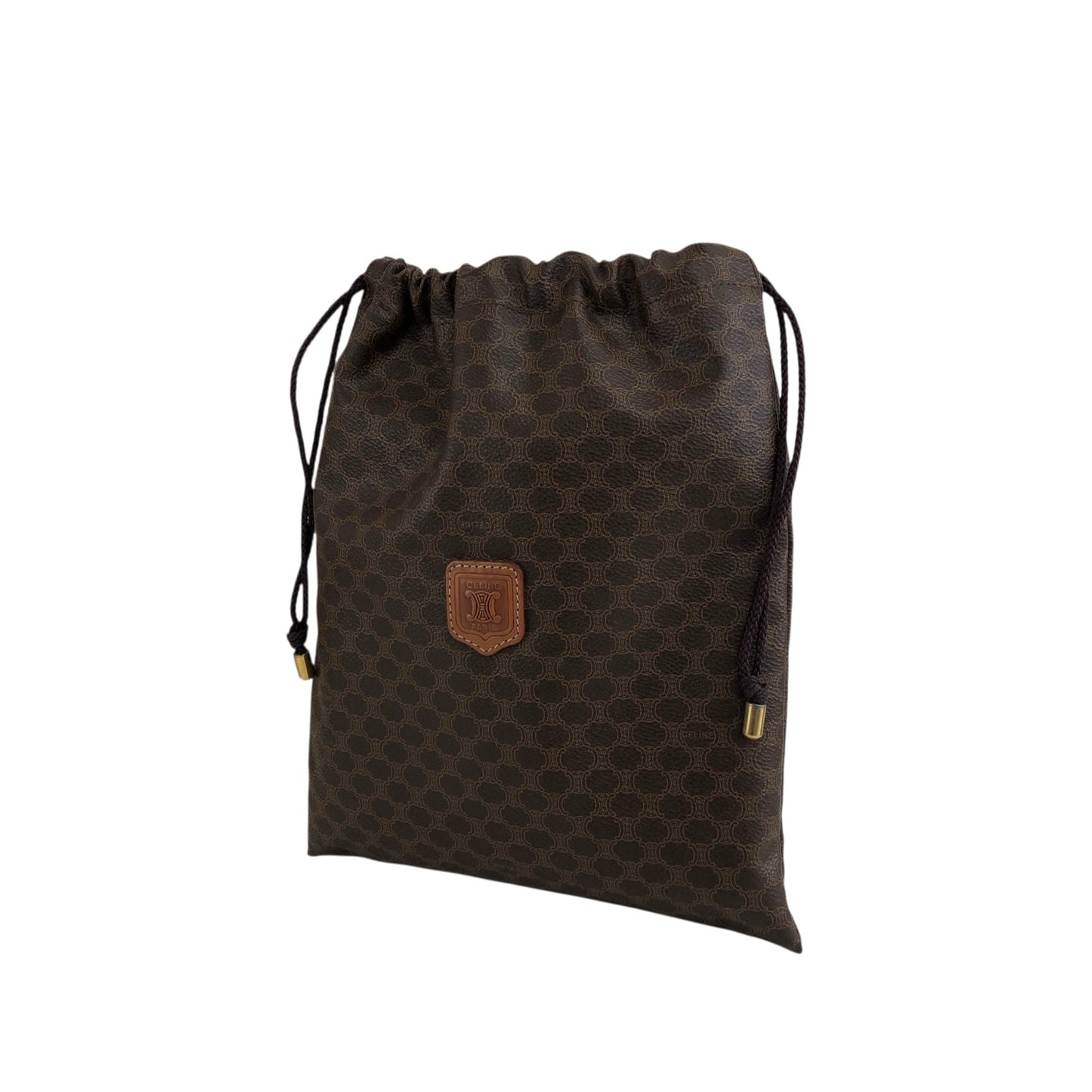 CELINE  Drawstring Small Handbag Pouch Brown Vintage 2fz5x8