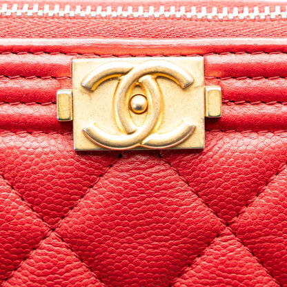 Red Chanel Medium Quilted Caviar Boy O Case Clutch