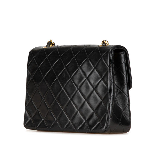Black Chanel CC Quilted Lambskin Chain Flap Crossbody Bag