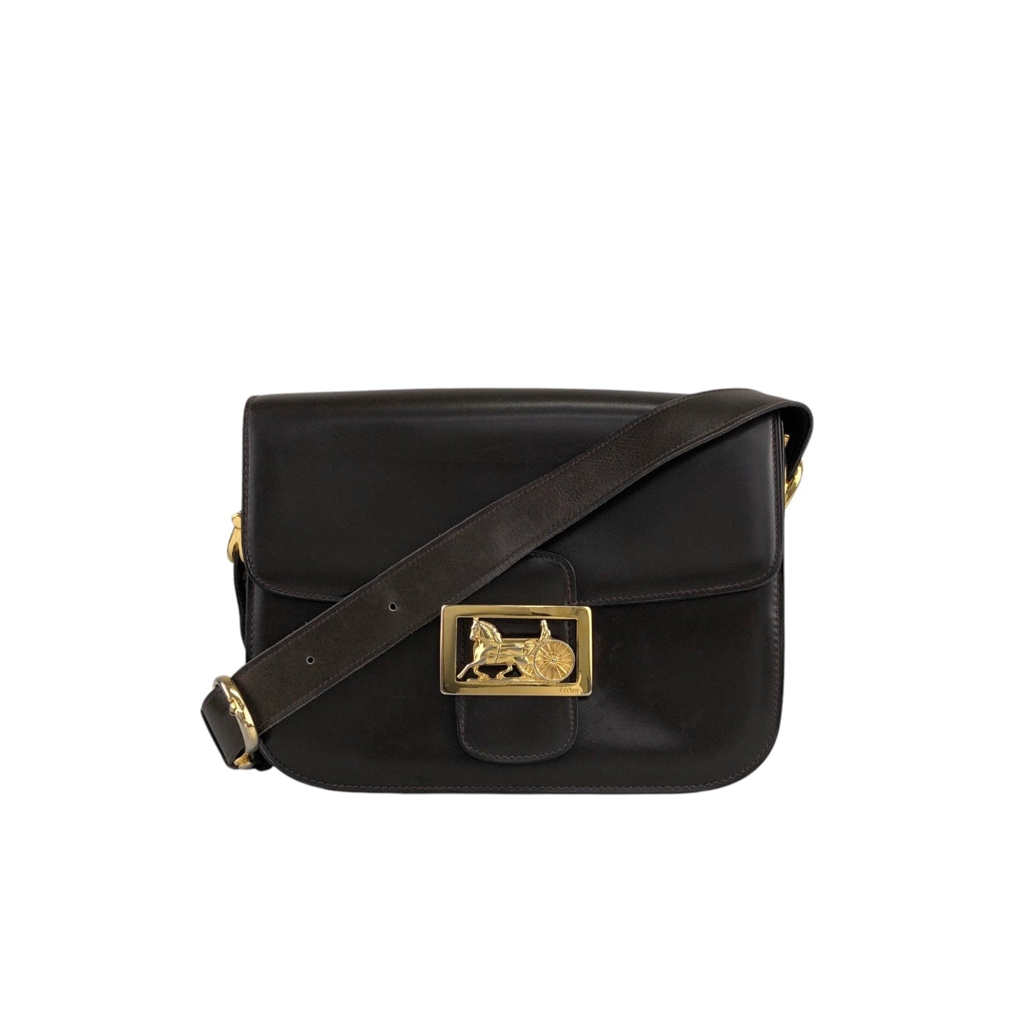 CELINE Horse Carriage Shoulder bag Brown Vintage 8ewcxg