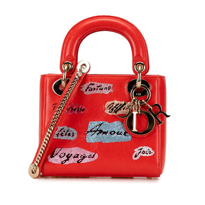 Mini Calfskin Sequin Embellished Lady Dior