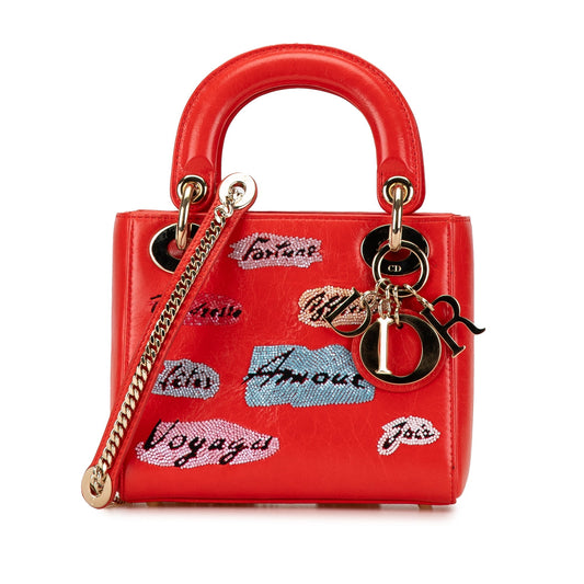 Mini Calfskin Sequin Embellished Lady Dior