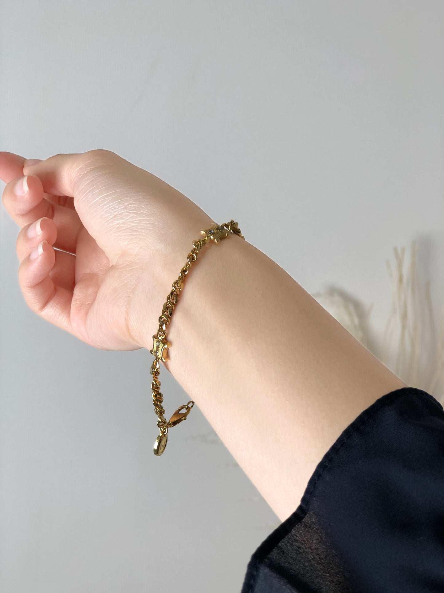CELINE  stone Bracelet Gold Vintage 6f2zui