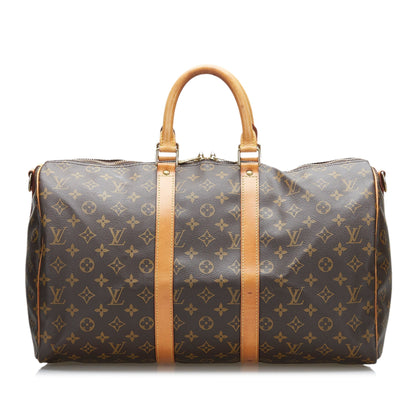 LOUIS VUITTON Monogram Keepall Bandouliere 45 Brown
