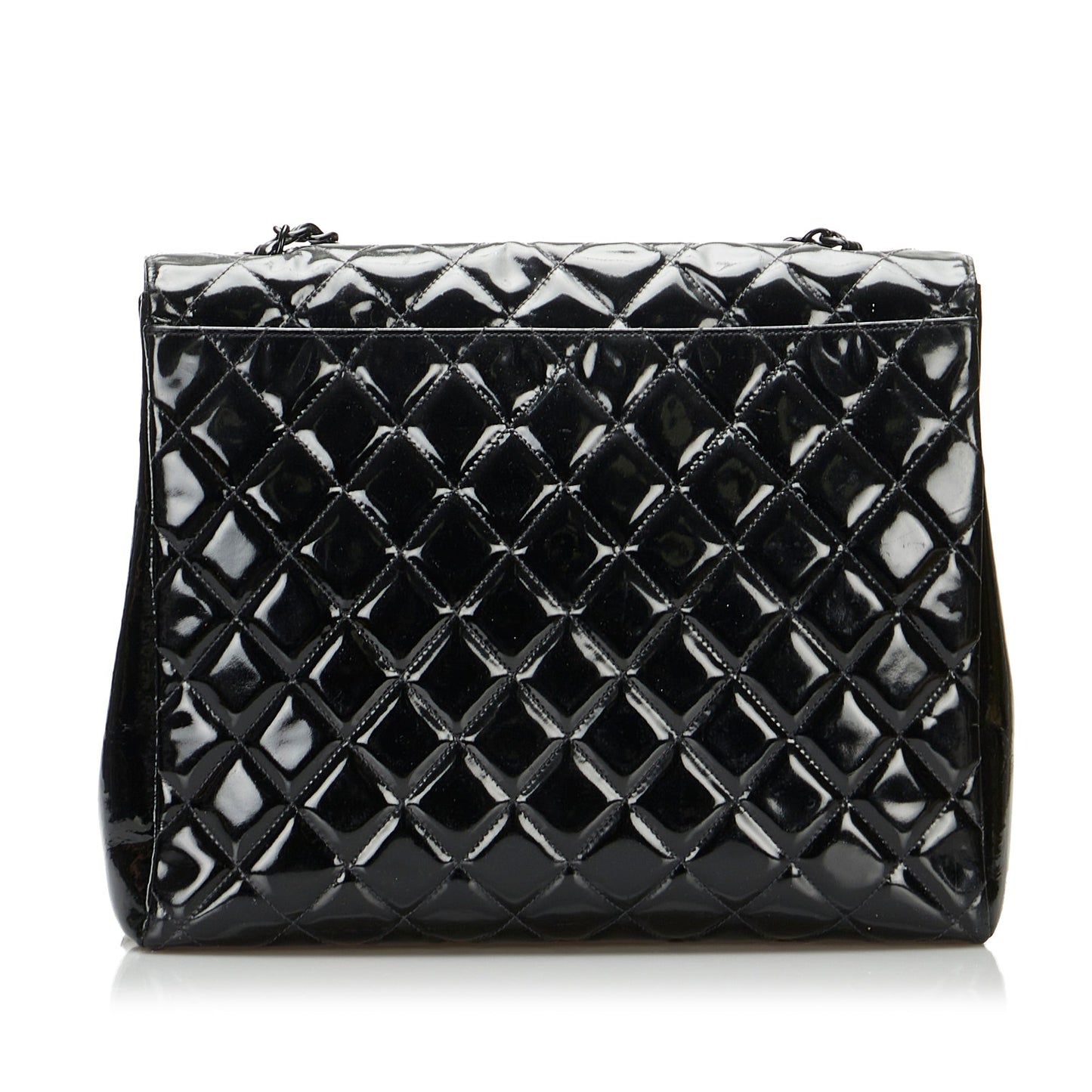 Black Chanel So Black Matelasse Patent Leather Single Flap Bag