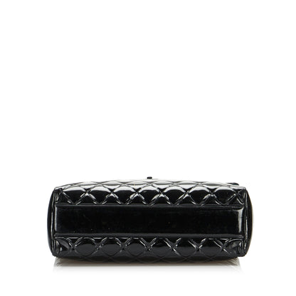 Black Chanel So Black Matelasse Patent Leather Single Flap Bag