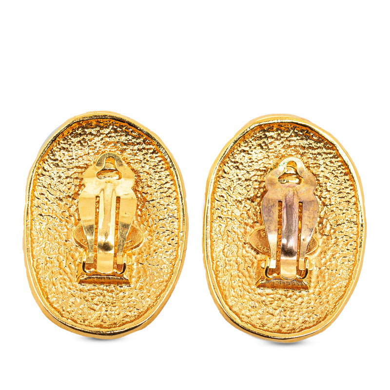 Chanel CC Oval Clip On Earrings Metal Earrings in Excellent condition