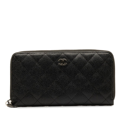 Quilted Caviar Zip Around Wallet - '10s