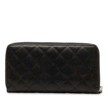CHANEL CC Caviar Zip Around Wallet Long Wallets