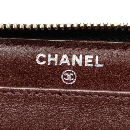 Chanel Quilted Caviar Zip Around Wallet Leather Long Wallet in Good condition