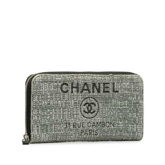 Gray Chanel Tweed Deauville Continental Wallet