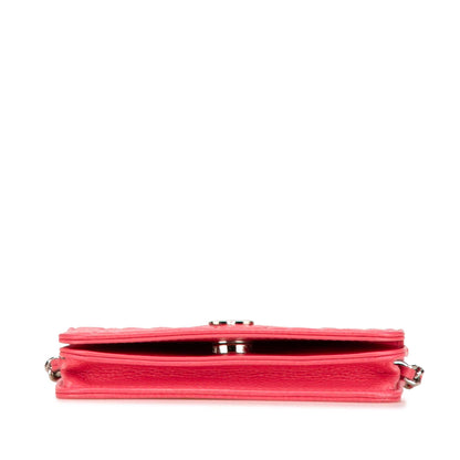 Pink Chanel Camellia Caviar CC Wallet On Chain Crossbody Bag