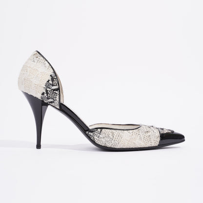 Chanel CC D'Orsay White   Black Tweed EU 38.5 UK 5.5