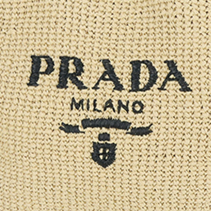 Prada logo Tote Bag Brown Raffia