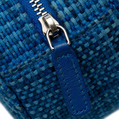 Chanel Tweed Round Clutch with Chain Canvas Crossbody Bag in Good condition