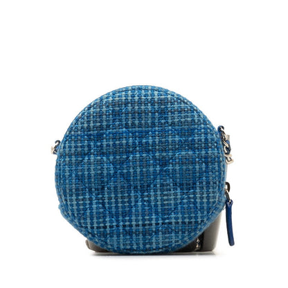 Chanel Tweed Round Clutch with Chain Canvas Crossbody Bag in Good condition
