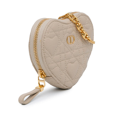 Calfskin Cannage Dioramour Caro Heart Pouch With Chain