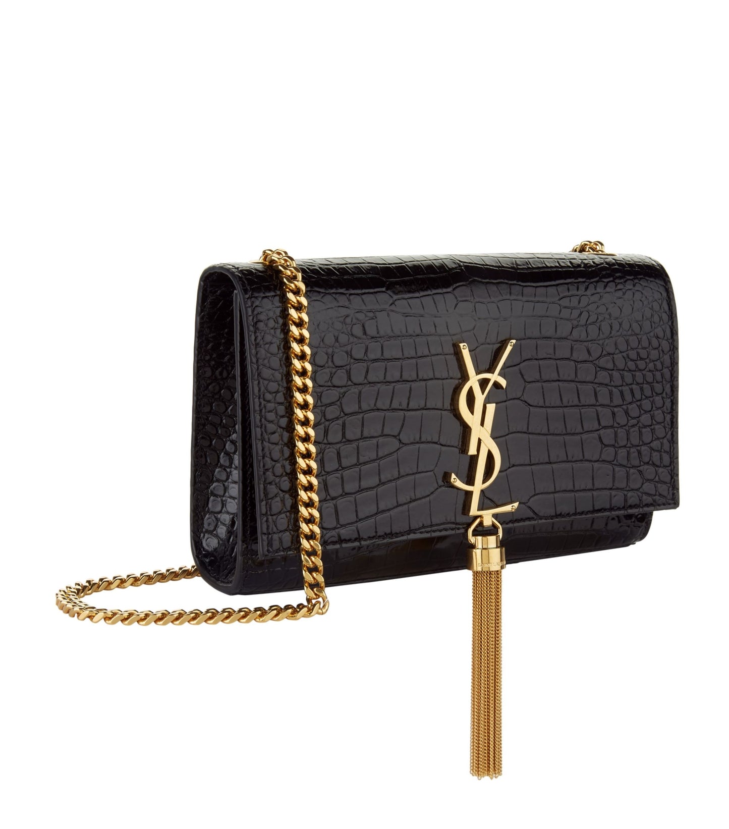 YSL SAINT LAURENT SMALL KATE CROC EMBOSSED SHOULDER Bag