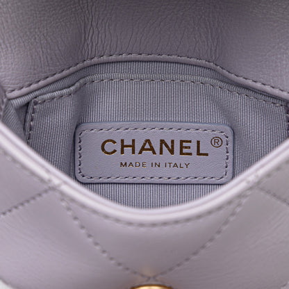 Purple Chanel Mini Quilted Calfskin Framing Chain Flap Crossbody Bag