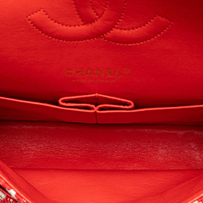 Red Chanel Jumbo Tweed Double Flap Shoulder Bag