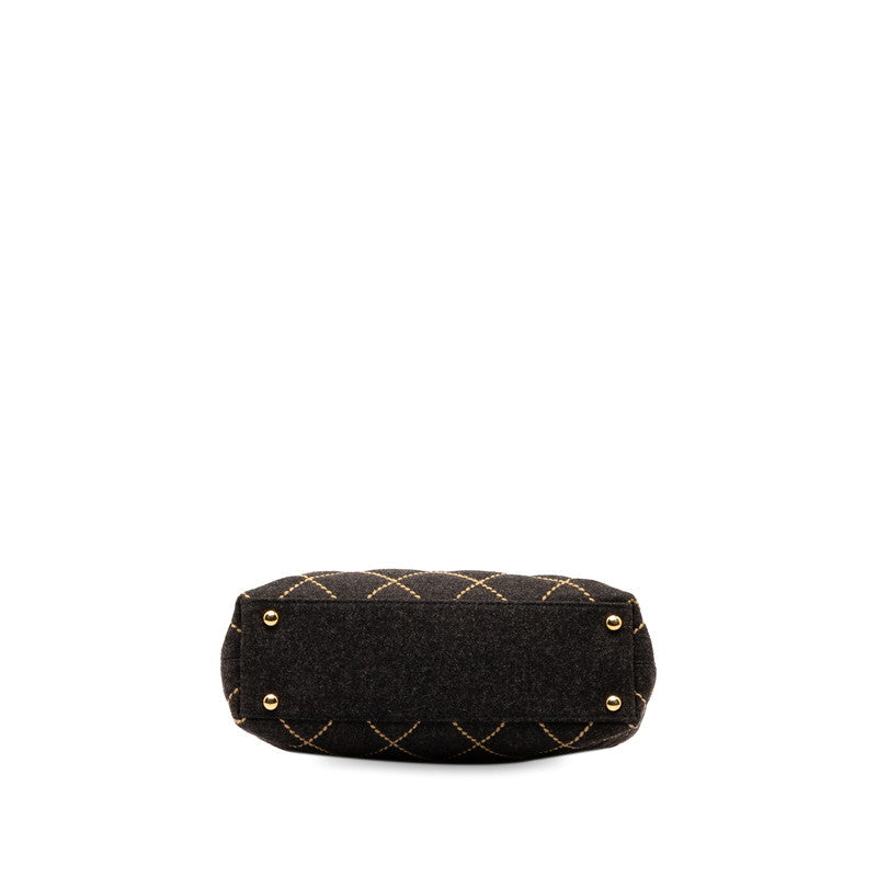 Chanel CC Wild Stitch Chain Tote  Cotton Shoulder Bag in Excellent condition