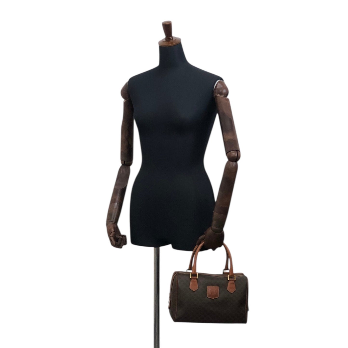 CELINE  Small Boston bag Handbag Brown Vintage akh2uk