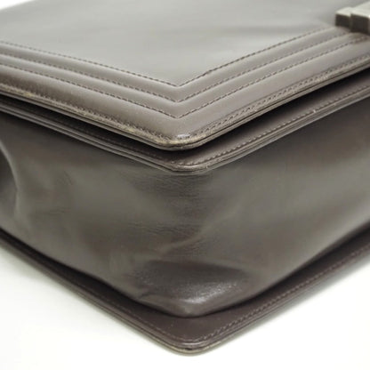 CHANEL Shoulder Bag leather gray ChainShoulder COCO Mark Boy chanel Women Used