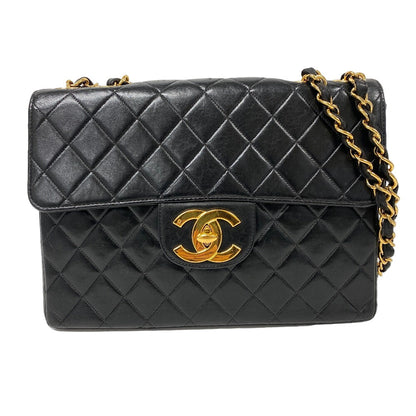 CHANEL Shoulder Bag lambskin black lambskin Deca Trasse 30