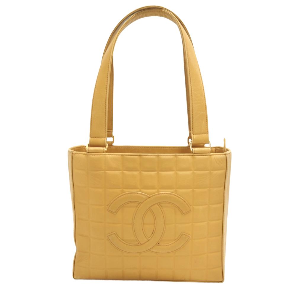CHANEL Handbag lambskin beige COCO Mark Chocolate bar Women Used