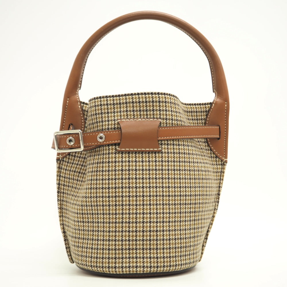CELINE Handbag Wool, Leather Brown Women Used