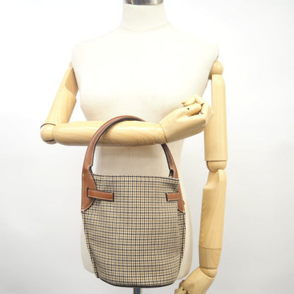 CELINE Handbag Wool, Leather Brown Women Used