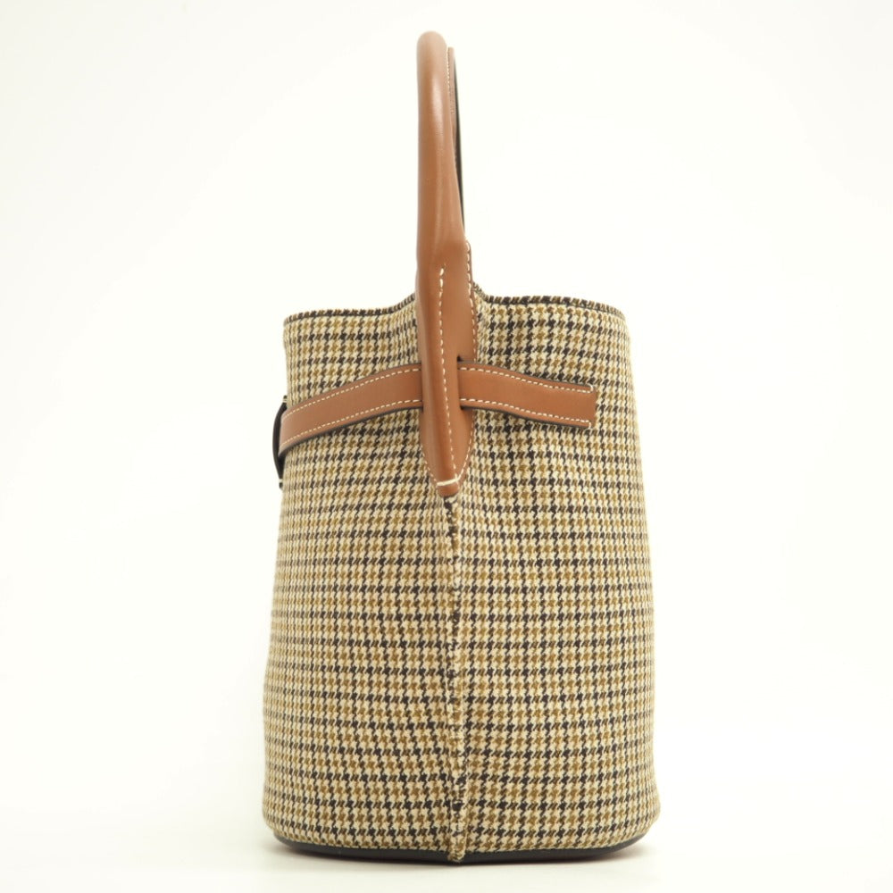 CELINE Handbag Wool, Leather Brown Women Used